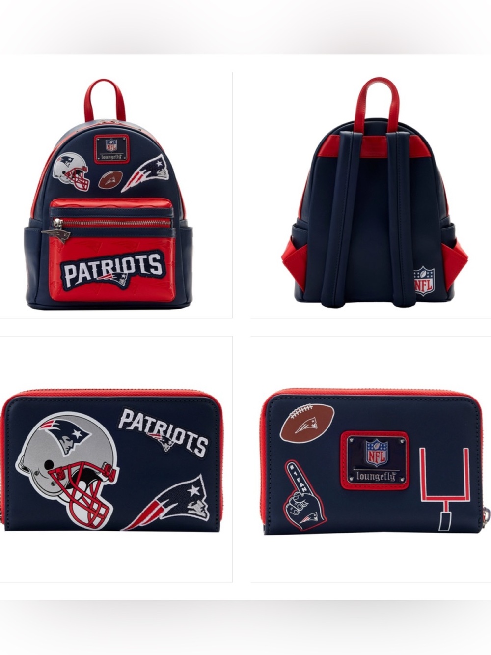 Loungefly NFL New England Patriots Patches Mini Backpack & Wallet